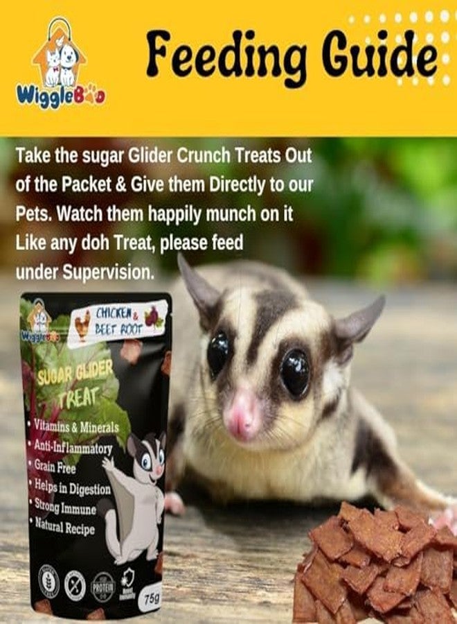 WiggleBoo مكافآت ويغل بو للدجاج والشمندر لحيوان السكر الطائر | تدعم جهاز المناعة والهضم | وجبات خفيفة صحية مقرمشة | مكافآت لحيوان السكر الطائر 75 غرام - Image 2